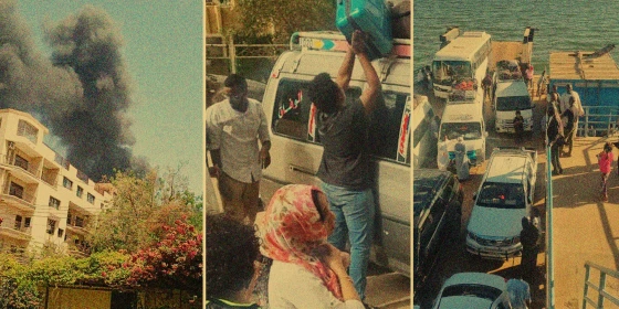 الصورة: صواريخ تسقط خلف منزل، حيث يفر المواطنون السودانيون من البلاد نحو مصر. عبد الرحمن المهدي / ان بي سي نيوز