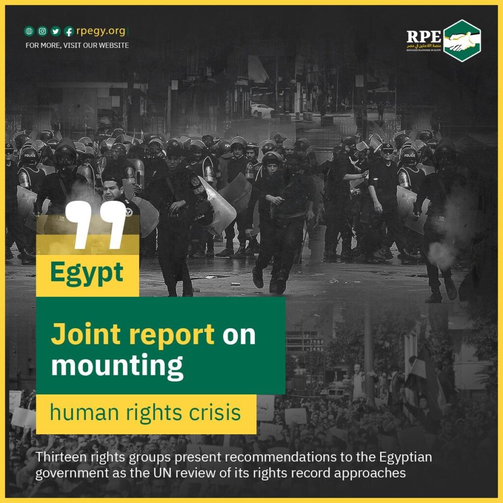 Thirteen rights groups present recommendations to the Egyptian government as the UN review of its rights record approaches