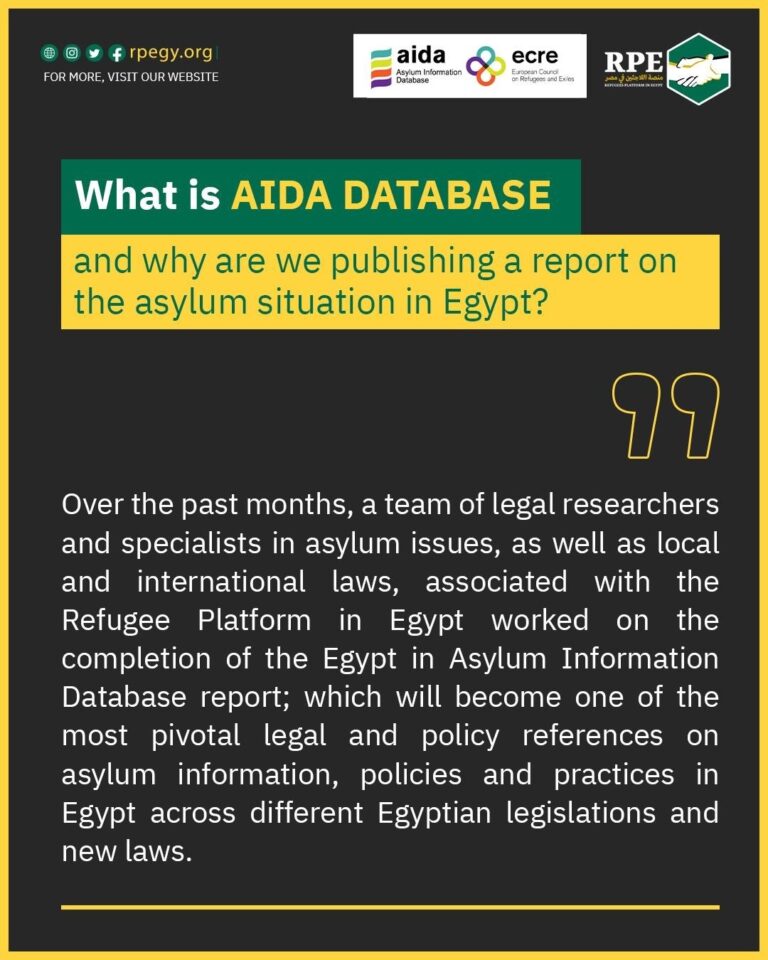 What is AIDA DATABASE and why are we publishing a report on the asylum situation in Egypt?