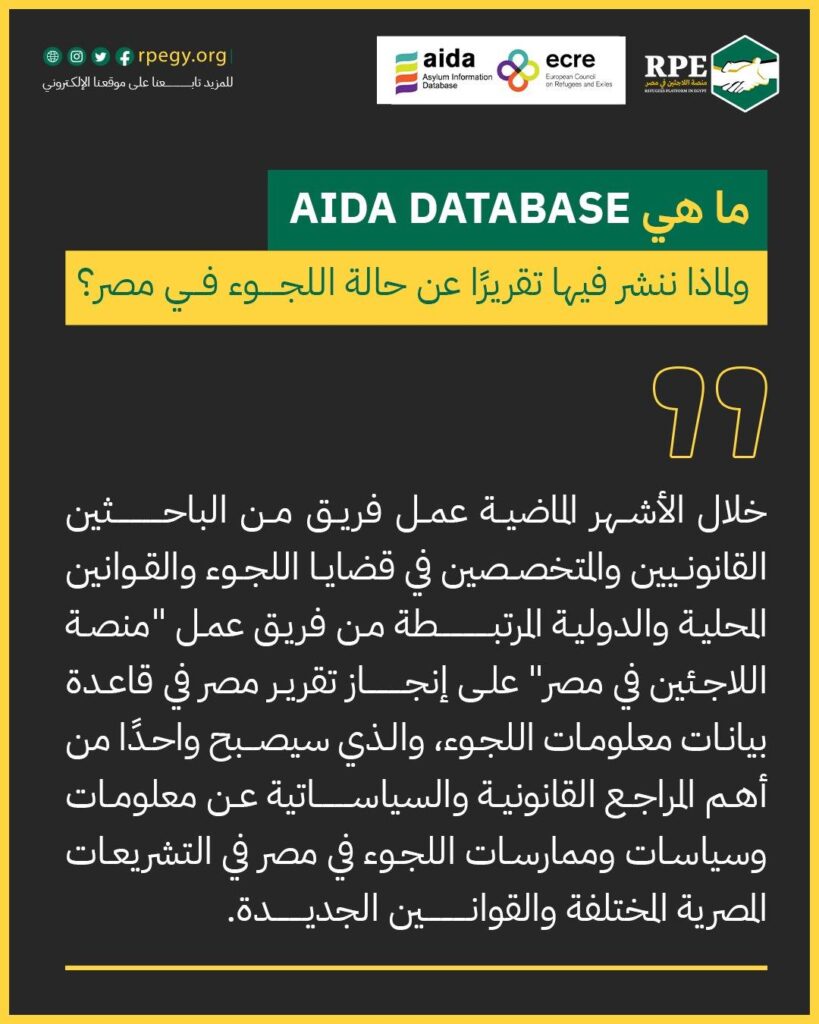 ما هي AIDA DATABASE .. ولماذا ننشر فيها تقريرًا عن حالة اللجوء في مصر؟