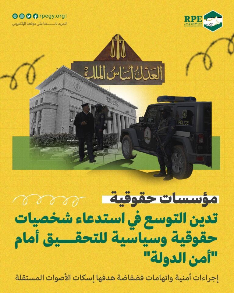 مؤسسات حقوقية تدين التوسع في استدعاء شخصيات حقوقية وسياسية للتحقيق أمام “أمن الدولة”: إجراءات أمنية واتهامات فضفاضة هدفها إسكات الأصوات المستقلة
